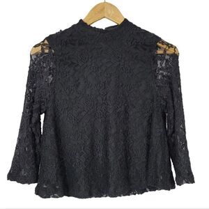 Forever 21 Dark Coquette Lace Babydoll A-line Flowy Top in Black Size Medium